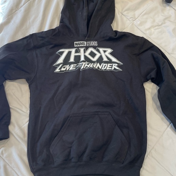 NWOT Marvel Boys' Black Thor Love and Thunder Logo Hoodie, Size: S - Picture 6 of 6
